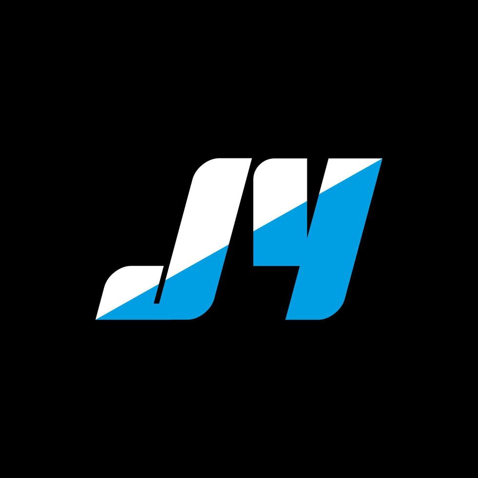 JY letter logo design on black background. JY creative initials letter logo concept. jy icon design. JY white and blue letter icon design on black background. J Y vector