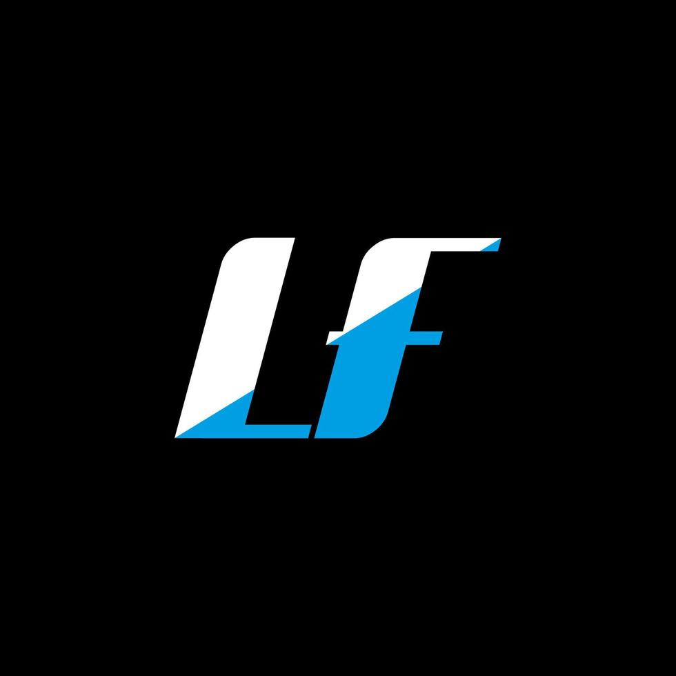 LF letter logo design on black background. LF creative initials letter logo concept. LF icon design. LF white and blue letter icon design on black background. L F vector