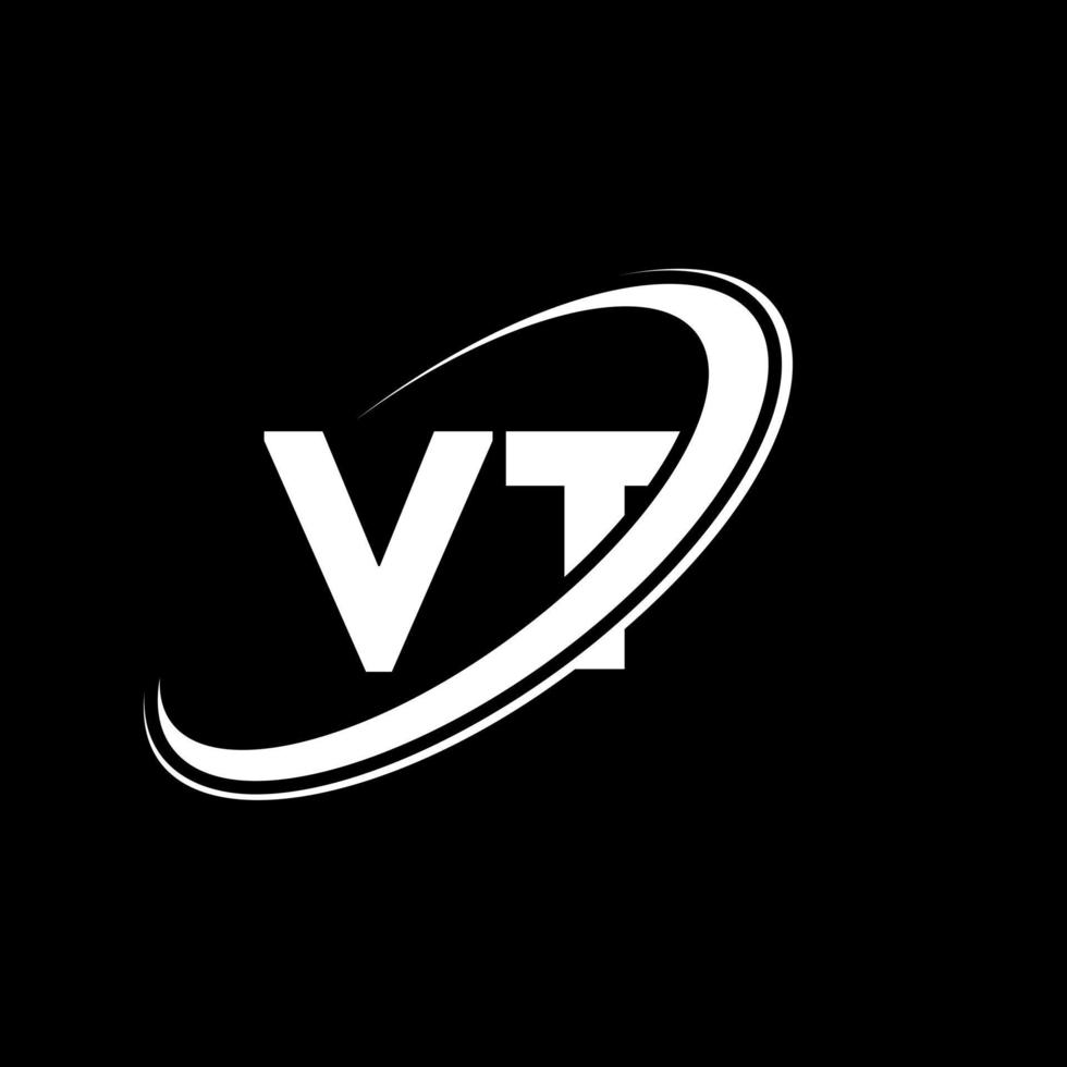 diseño del logotipo de la letra vt vt. letra inicial vt círculo vinculado en mayúsculas logo monograma rojo y azul. logotipo de vt, diseño de vt. vt, vt vector