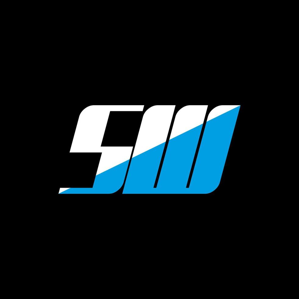SW letter logo design on black background. SW creative initials letter logo concept. SW icon design. SW white and blue letter icon design on black background. S W vector