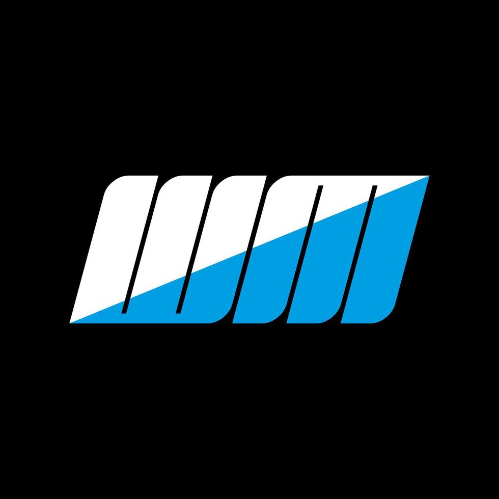 diseño de logotipo de letra wm sobre fondo negro. concepto de logotipo de letra de iniciales creativas de wm. diseño de icono de wm. wm diseño de icono de letra blanca y azul sobre fondo negro. wm vector