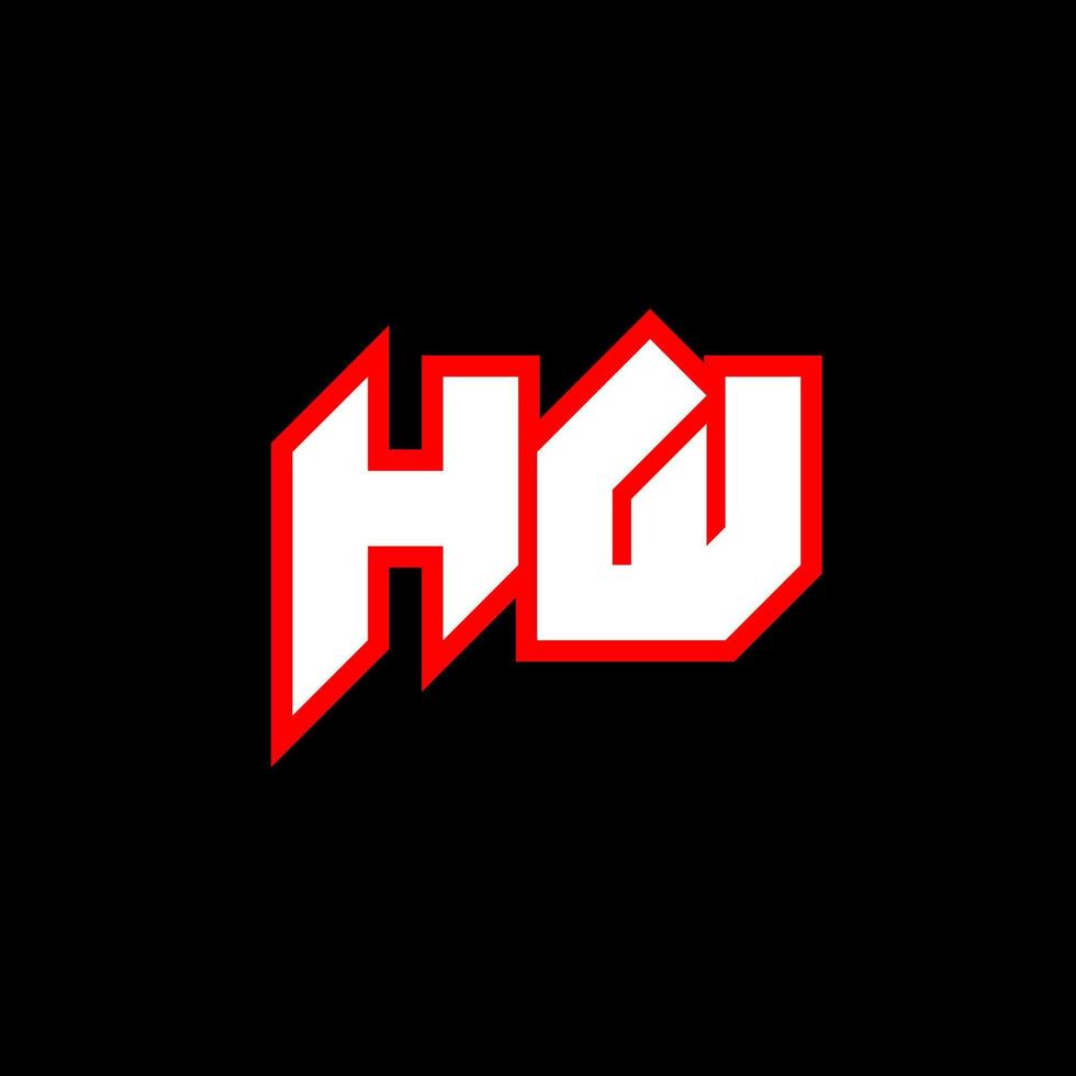 HW logo design, initial HW letter design with sci-fi style. HW logo for game, esport, Technology, Digital, Community or Business. H W sport modern Italic alphabet font. Typography urban style fonts. vector