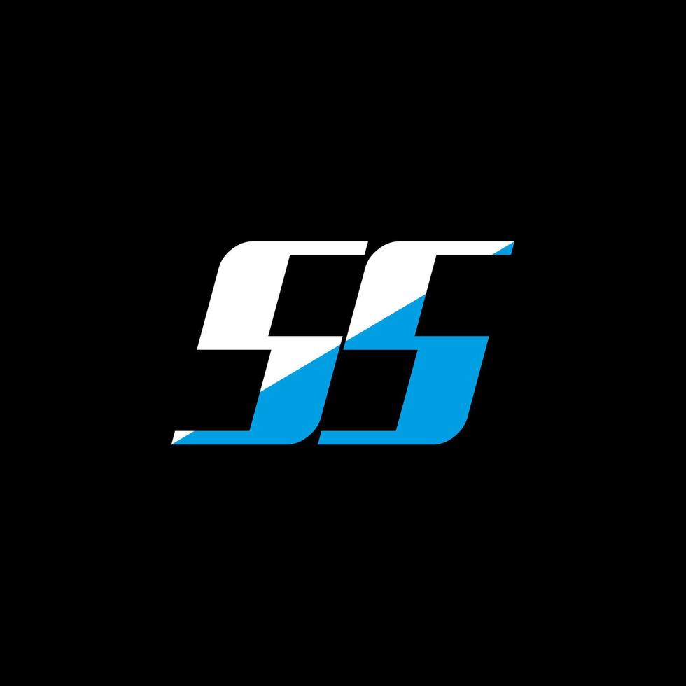 SS letter logo design on black background. SS creative initials letter logo concept. SS icon design. SS white and blue letter icon design on black background. S S vector