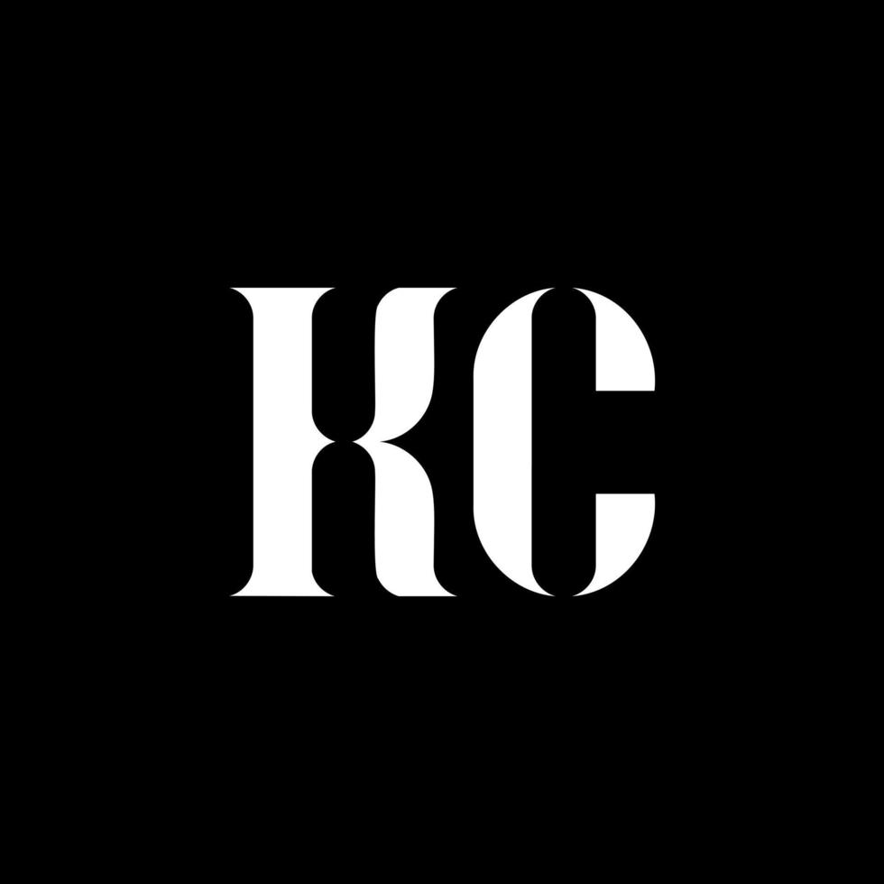 KC K C letter logo design. Initial letter KC uppercase monogram logo white color. KC logo, K C design. KC, K C vector