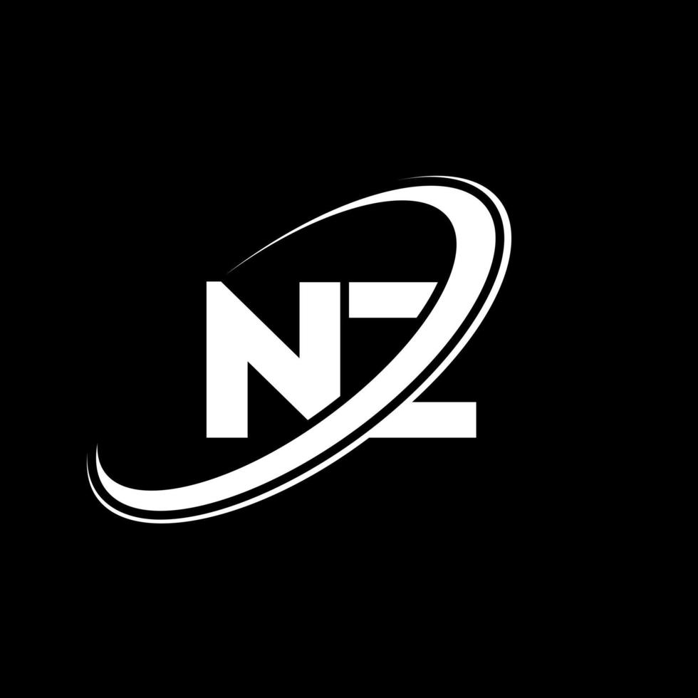 NZ N Z letter logo design. Initial letter NZ linked circle uppercase monogram logo red and blue. NZ logo, N Z design. nz, n z vector