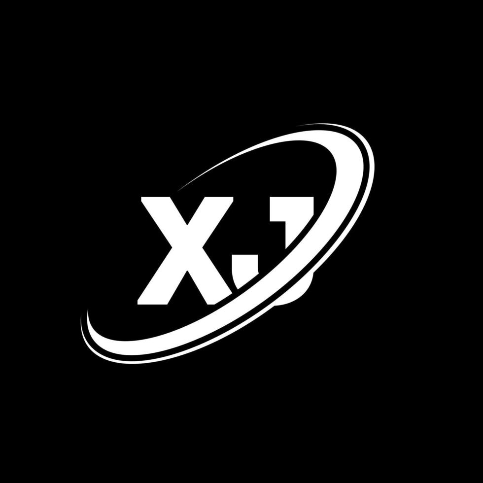 XJ X J letter logo design. Initial letter XJ linked circle uppercase monogram logo red and blue. XJ logo, X J design. xj, x j vector