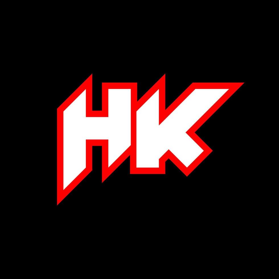 HK logo design, initial HK letter design with sci-fi style. HK logo for game, esport, Technology, Digital, Community or Business. H K sport modern Italic alphabet font. Typography urban style fonts. vector