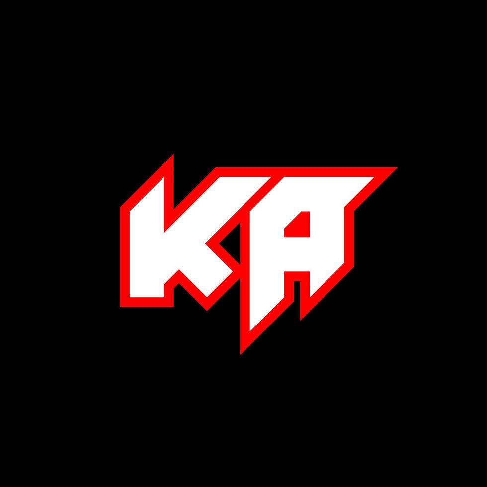 KA logo design, initial KA letter design with sci-fi style. KA logo for game, esport, Technology, Digital, Community or Business. K A sport modern Italic alphabet font. Typography urban style fonts. vector