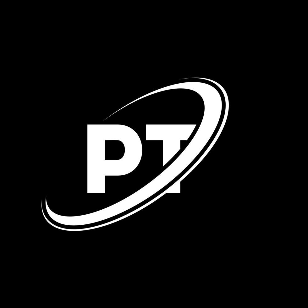 diseño del logotipo de la letra pt pt. letra inicial pt círculo vinculado en mayúsculas logo monograma rojo y azul. logotipo de pt, diseño de pt. punto, punto vector