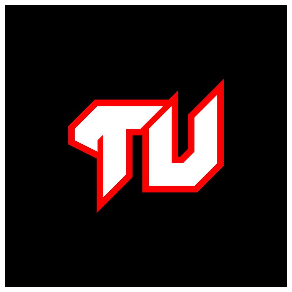 TU logo design, initial TU letter design with sci-fi style. TU logo for game, esport, Technology, Digital, Community or Business. T U sport modern Italic alphabet font. Typography urban style fonts. vector