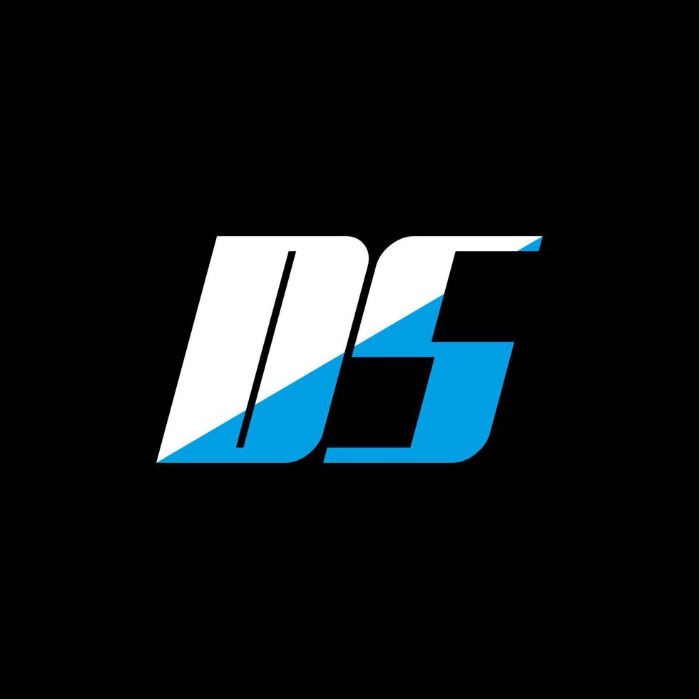 diseño de logotipo de letra ds sobre fondo negro. concepto de logotipo de letra de iniciales creativas ds. diseño de icono ds. ds diseño de icono de letra blanca y azul sobre fondo negro. ds vector