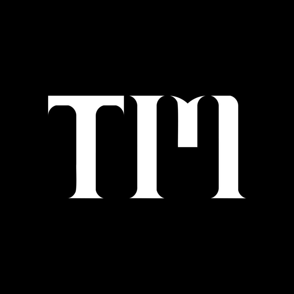 TM T M letter logo design. Initial letter TM linked circle uppercase monogram logo white color. TM logo, T M design. TM, T M vector