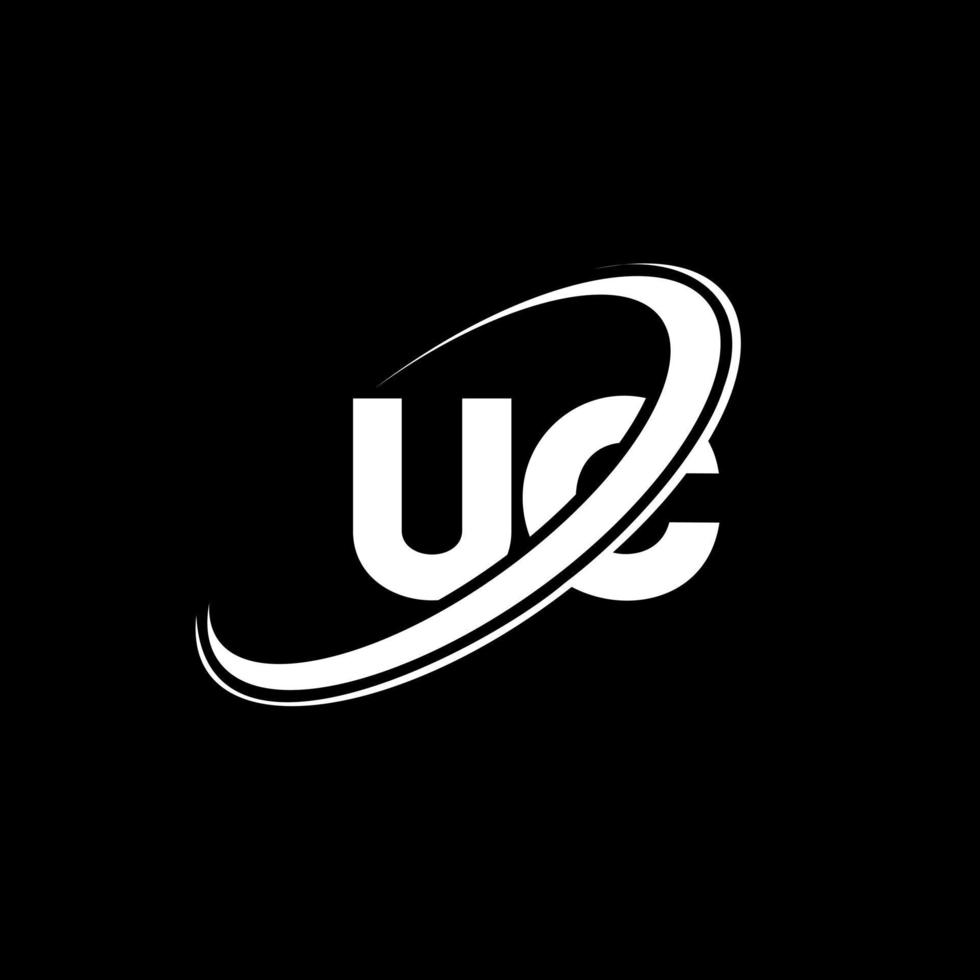 UC U C letter logo design. Initial letter UC linked circle uppercase monogram logo red and blue. UC logo, U C design. uc, u c vector