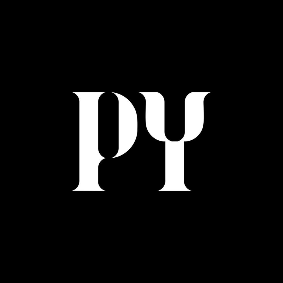 diseño del logotipo de la letra py py. letra inicial py mayúscula monograma logo color blanco. logotipo de py, diseño de py. pi, pi vector