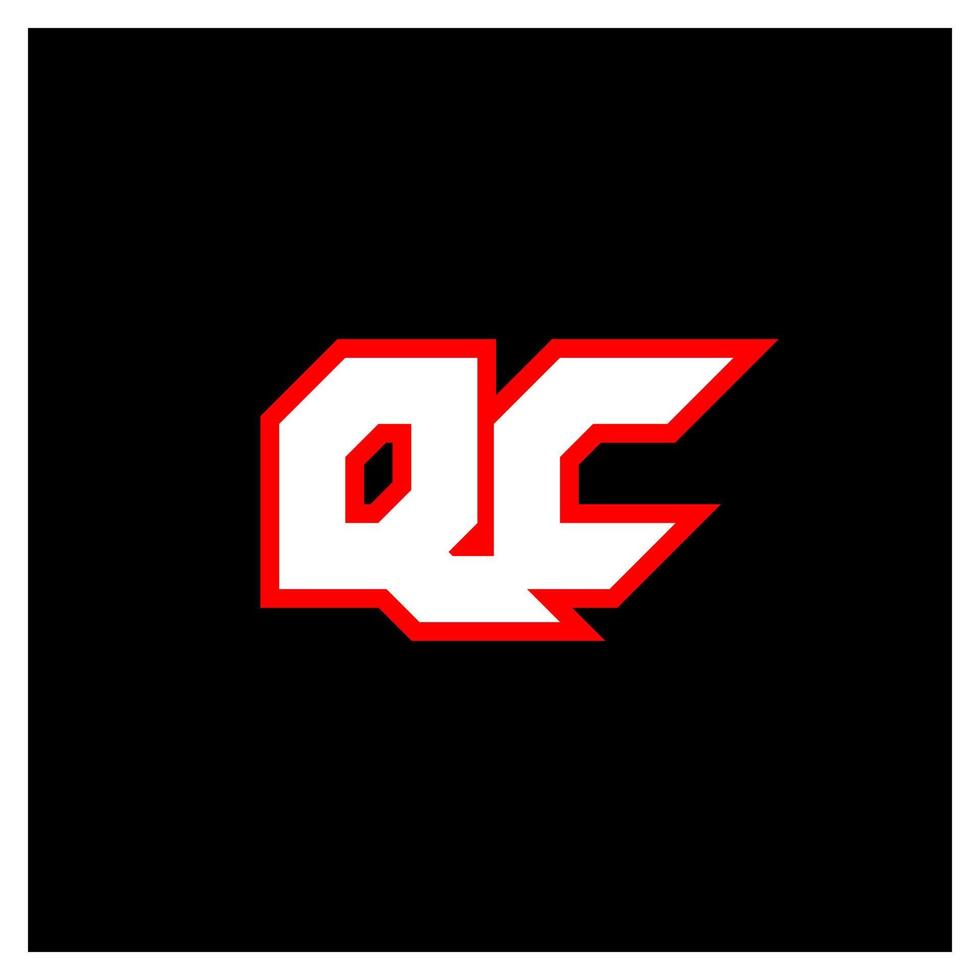 diseño de logotipo qc, diseño inicial de letras qc con estilo de ciencia ficción. logotipo de qc para juegos, deportes, tecnología, digital, comunidad o negocios. fuente de alfabeto cursiva moderna qc sport. fuentes tipográficas de estilo urbano. vector