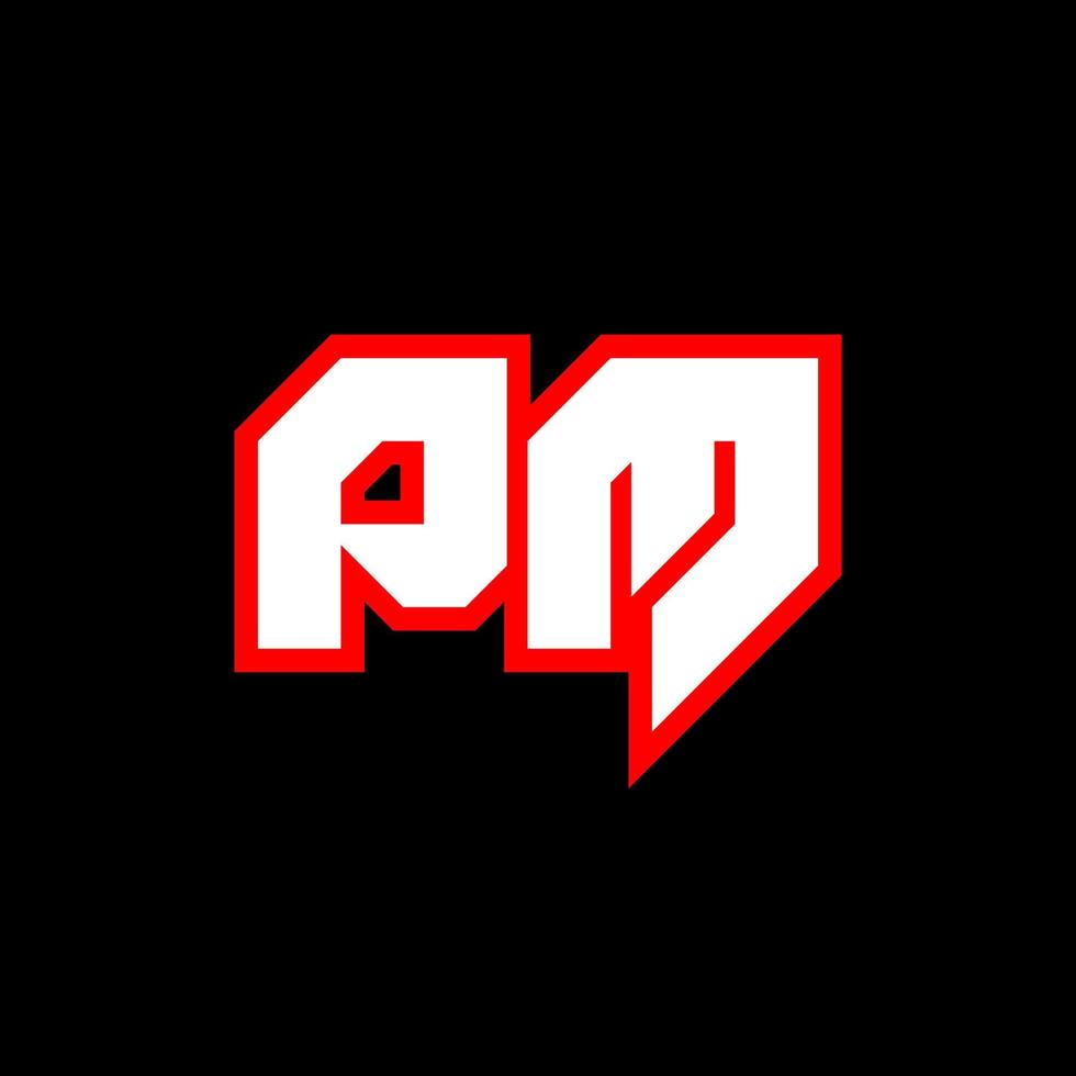 PM logo design, initial PM letter design with sci-fi style. PM logo for game, esport, Technology, Digital, Community or Business. P M sport modern Italic alphabet font. Typography urban style fonts. vector