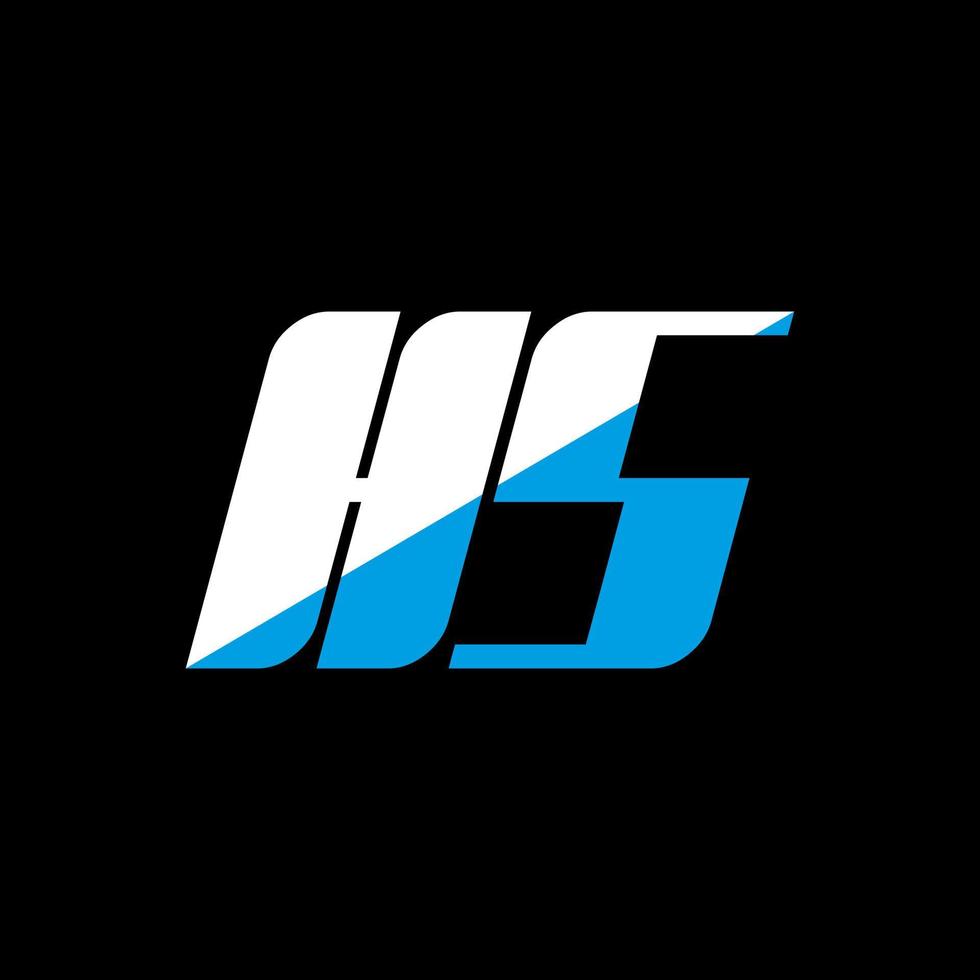 HS letter logo design on black background. HS creative initials letter logo concept. hs icon design. HS white and blue letter icon design on black background. H S vector
