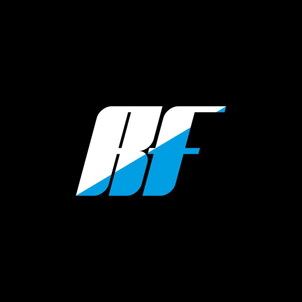 RF letter logo design on black background. RF creative initials letter logo concept. RF icon design. RF white and blue letter icon design on black background. R F vector