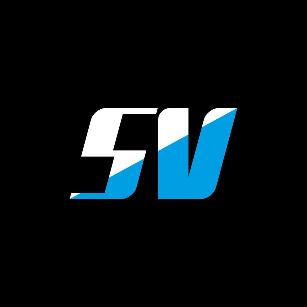 diseño del logotipo de la letra sv sobre fondo negro. concepto de logotipo de letra de iniciales creativas sv. diseño de icono sv. sv diseño de icono de letra blanca y azul sobre fondo negro. sv vector