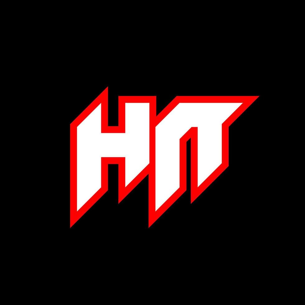 diseño del logotipo hn, diseño inicial de la letra hn con estilo de ciencia ficción. logotipo de hn para juegos, deportes, tecnología, digital, comunidad o negocios. hn sport fuente de alfabeto cursiva moderna. fuentes tipográficas de estilo urbano. vector