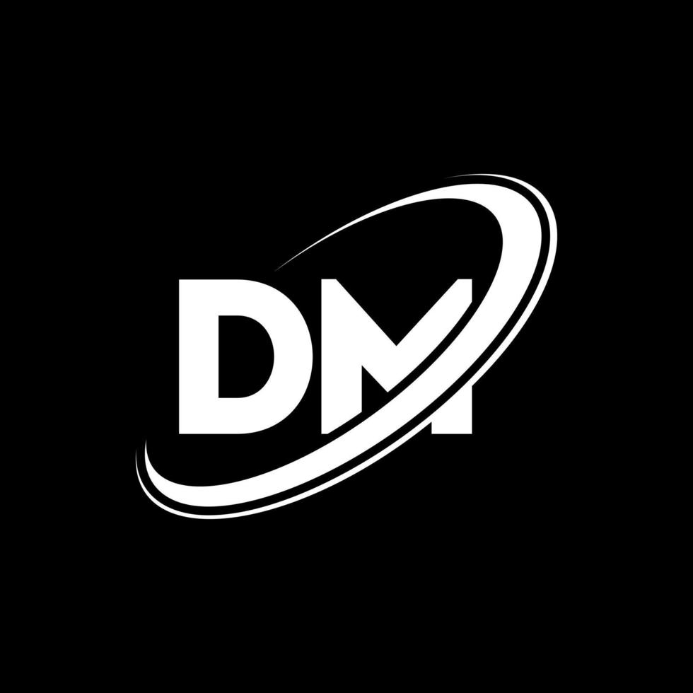 diseño del logotipo de la letra dm dm. letra inicial dm círculo vinculado en mayúsculas logo monograma rojo y azul. logotipo de dm, diseño de dm. dm, dm vector