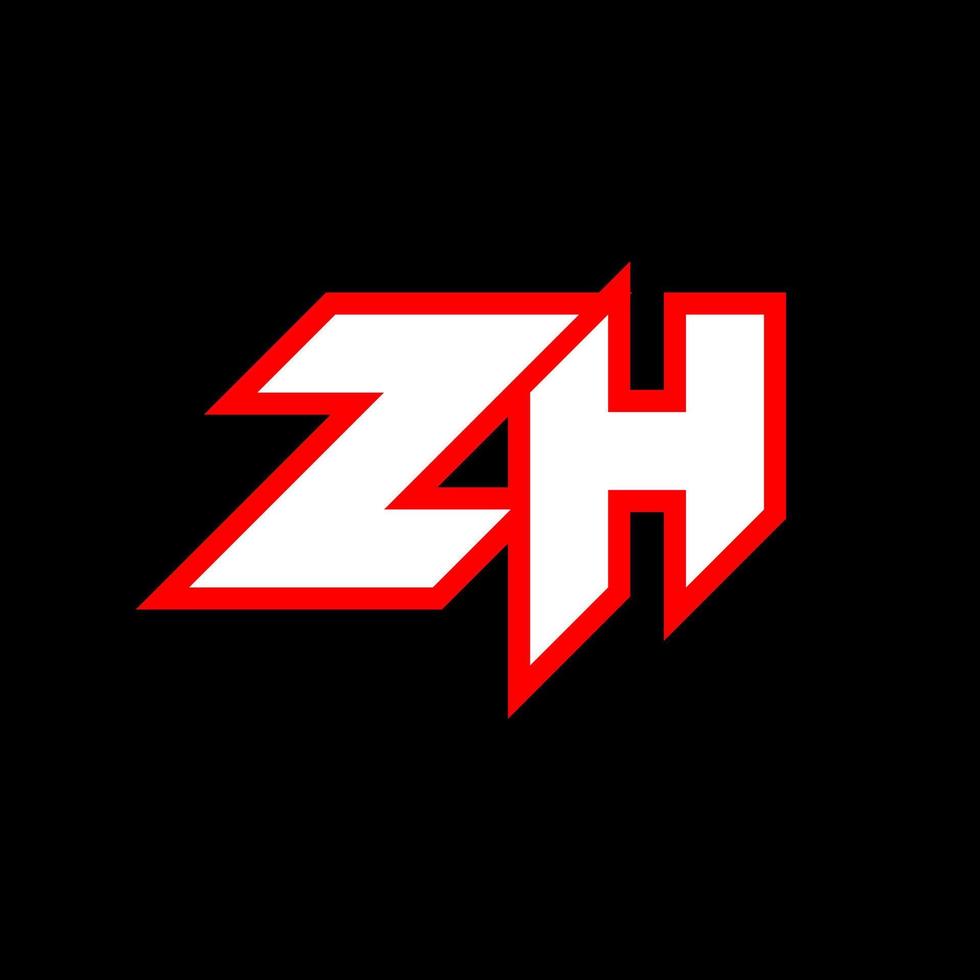 ZH logo design, initial ZH letter design with sci-fi style. ZH logo for game, esport, Technology, Digital, Community or Business. Z H sport modern Italic alphabet font. Typography urban style fonts. vector