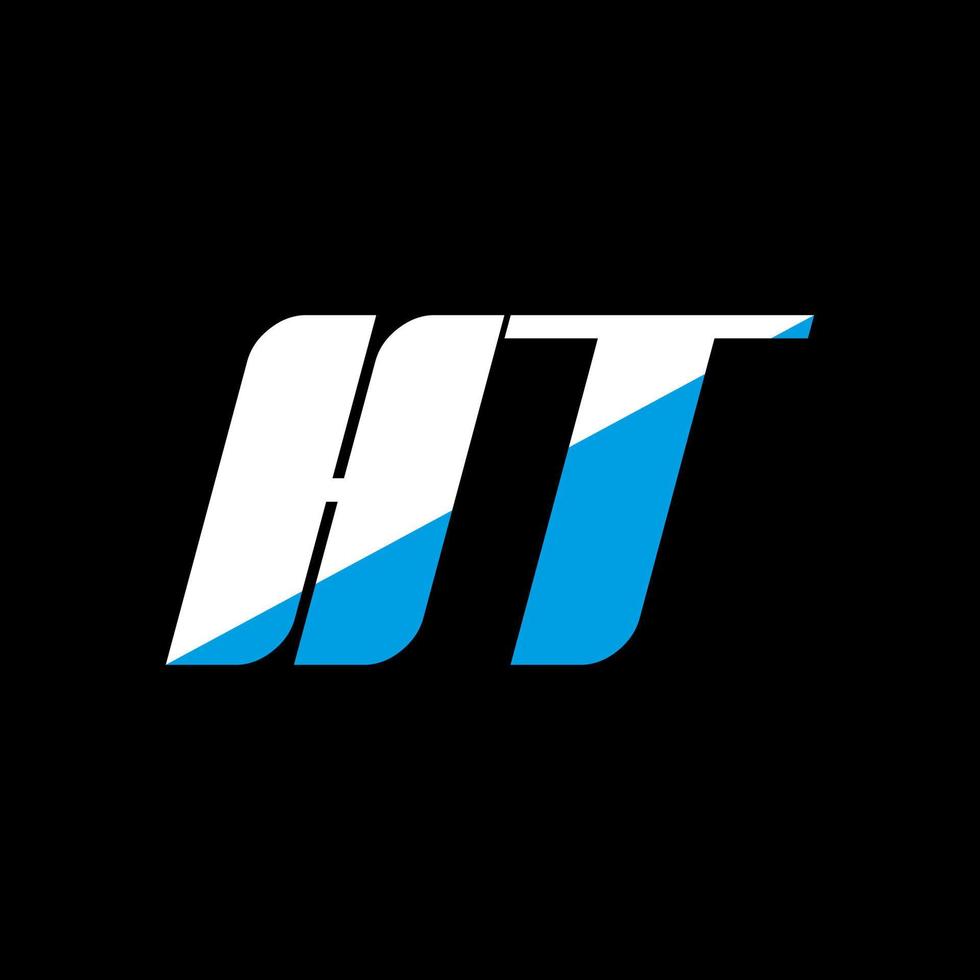 HT letter logo design on black background. HT creative initials letter logo concept. ht icon design. HT white and blue letter icon design on black background. H T vector