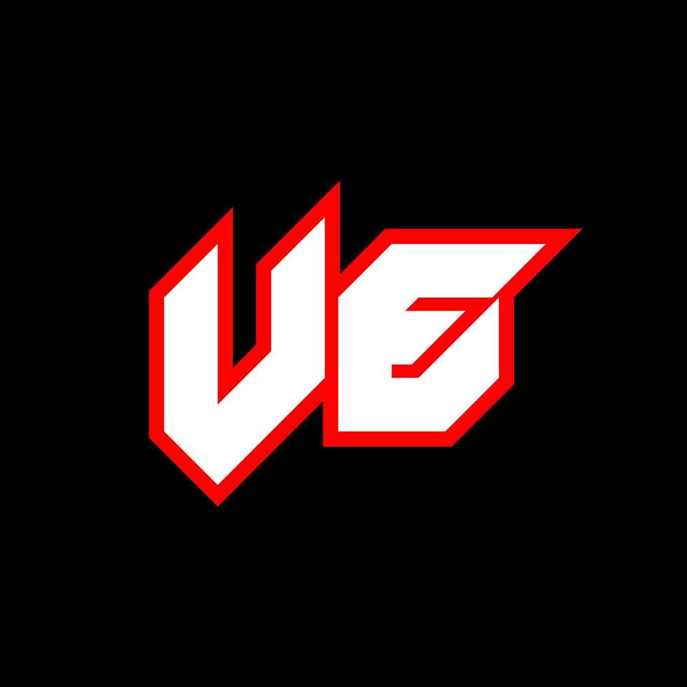 VE logo design, initial VE letter design with sci-fi style. VE logo for game, esport, Technology, Digital, Community or Business. V E sport modern Italic alphabet font. Typography urban style fonts. vector