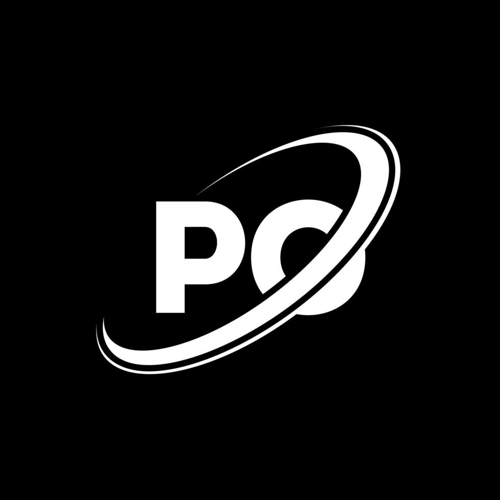 PO P O letter logo design. Initial letter PO linked circle uppercase monogram logo red and blue. PO logo, P O design. po, p o vector