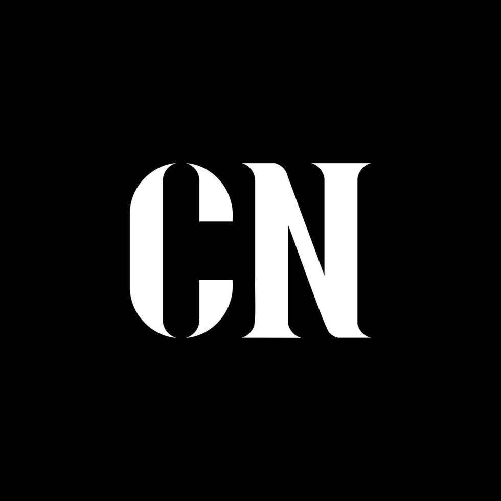 diseño del logotipo de la letra cn cn. letra inicial cn mayúscula monograma logo color blanco. logotipo cn, diseño cn. cn, cn vector