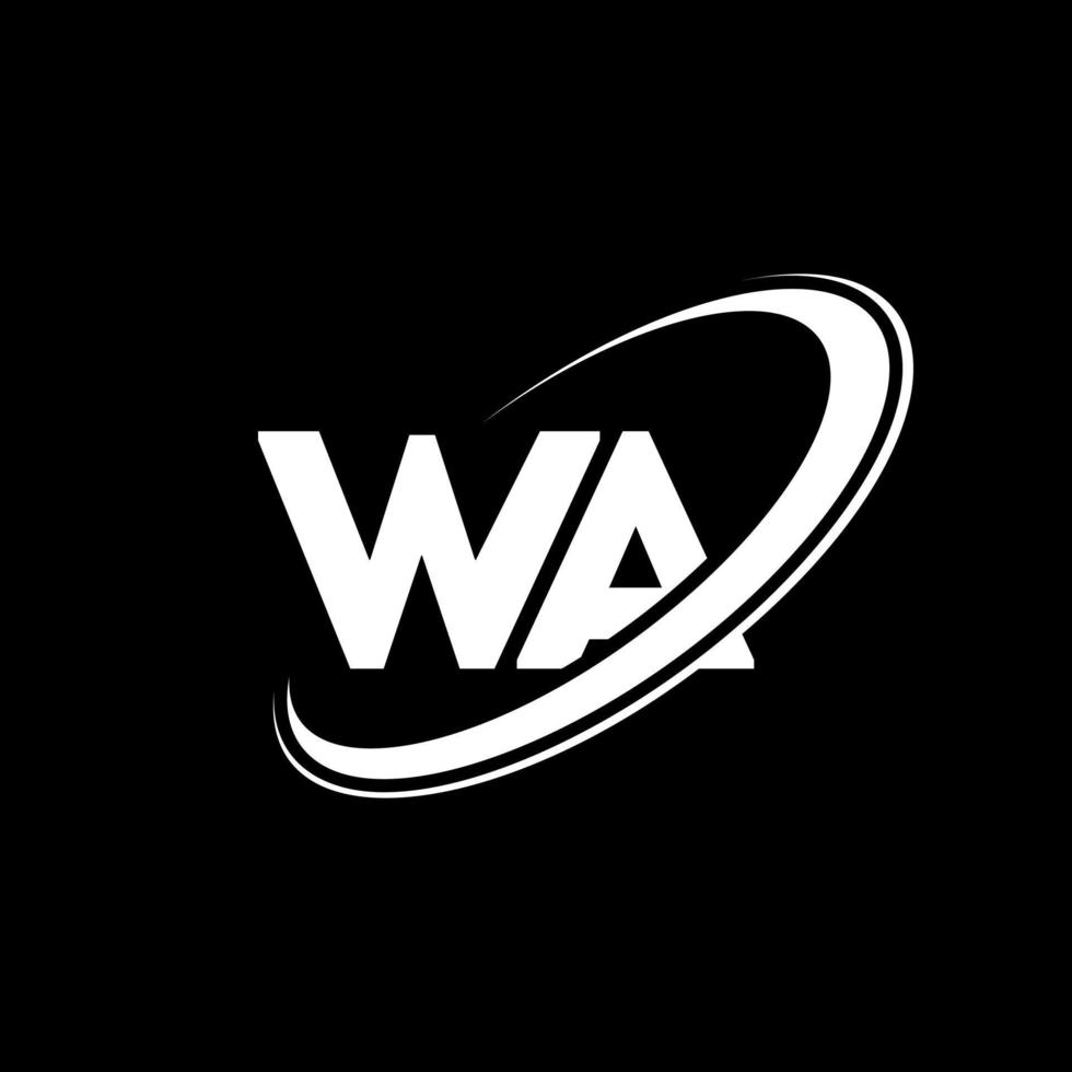 WA W A letter logo design. Initial letter W A linked circle uppercase monogram logo red and blue. WA logo, W A design vector