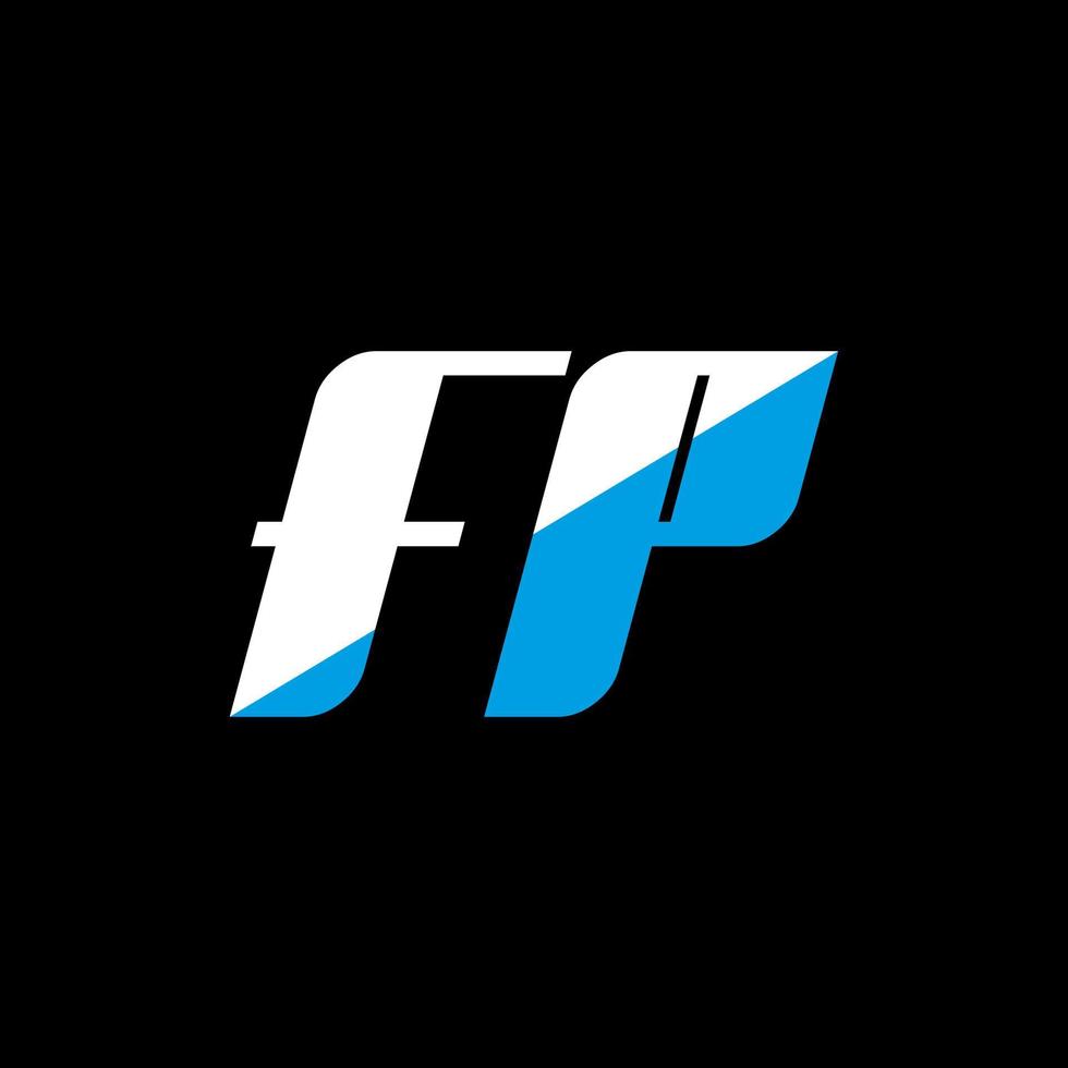 FP letter logo design on black background. FP creative initials letter logo concept. fp icon design. FP white and blue letter icon design on black background. F P vector