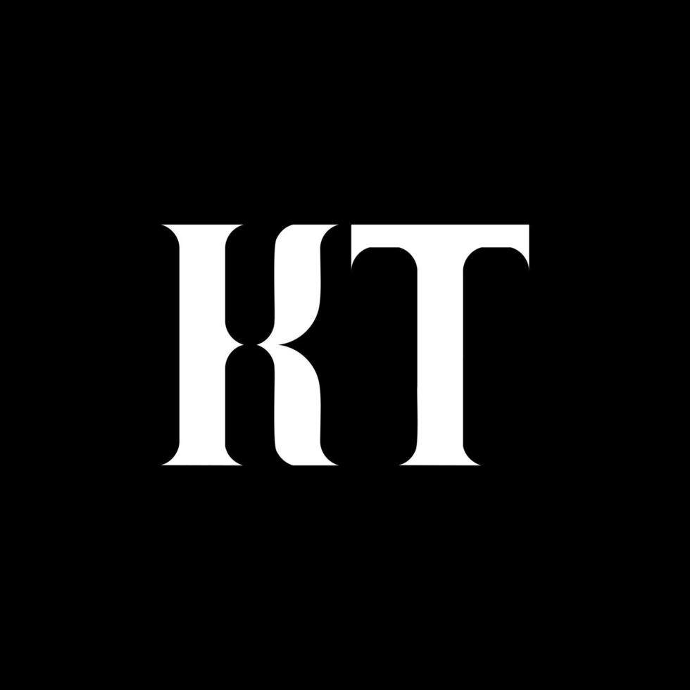 KT K T letter logo design. Initial letter KT uppercase monogram logo white color. KT logo, K T design. KT, K T vector