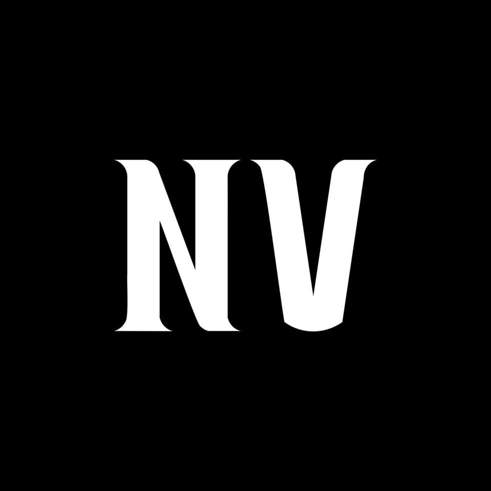 NV N V letter logo design. Initial letter NV uppercase monogram logo white color. NV logo, N V design. NV, N V vector