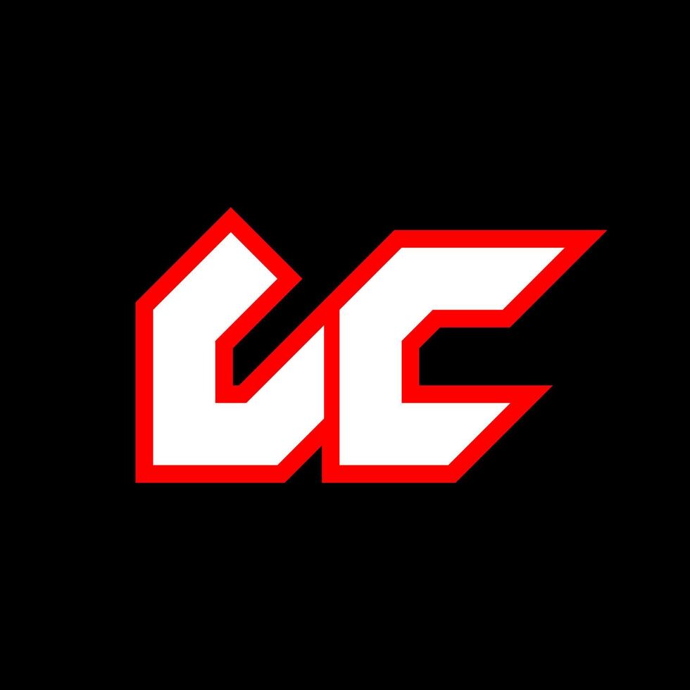 Diseño de logotipo lc, diseño inicial de letras lc con estilo de ciencia ficción. logotipo lc para juegos, deportes, tecnología, digital, comunidad o negocio. fuente de alfabeto cursiva moderna lc sport. fuentes tipográficas de estilo urbano. vector