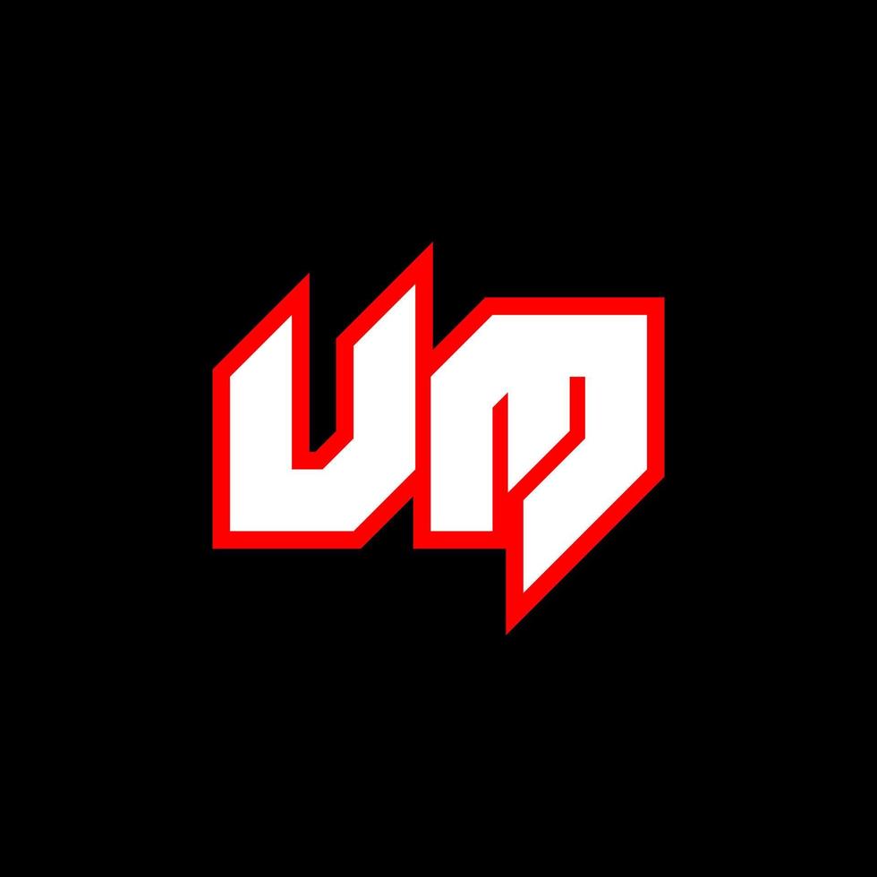 UM logo design, initial UM letter design with sci-fi style. UM logo for game, esport, Technology, Digital, Community or Business. U M sport modern Italic alphabet font. Typography urban style fonts. vector