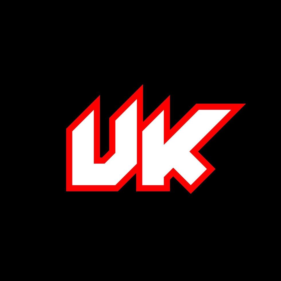 UK logo design, initial UK letter design with sci-fi style. UK logo for game, esport, Technology, Digital, Community or Business. U K sport modern Italic alphabet font. Typography urban style fonts. vector