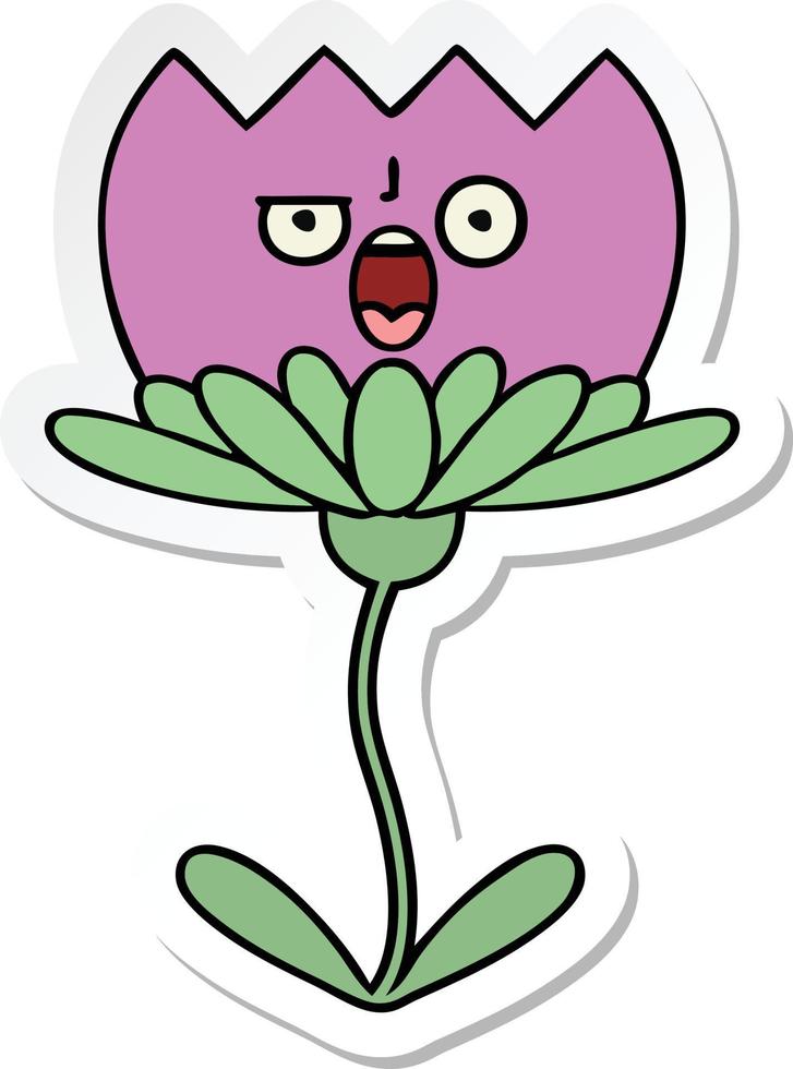 pegatina de una linda flor de dibujos animados vector
