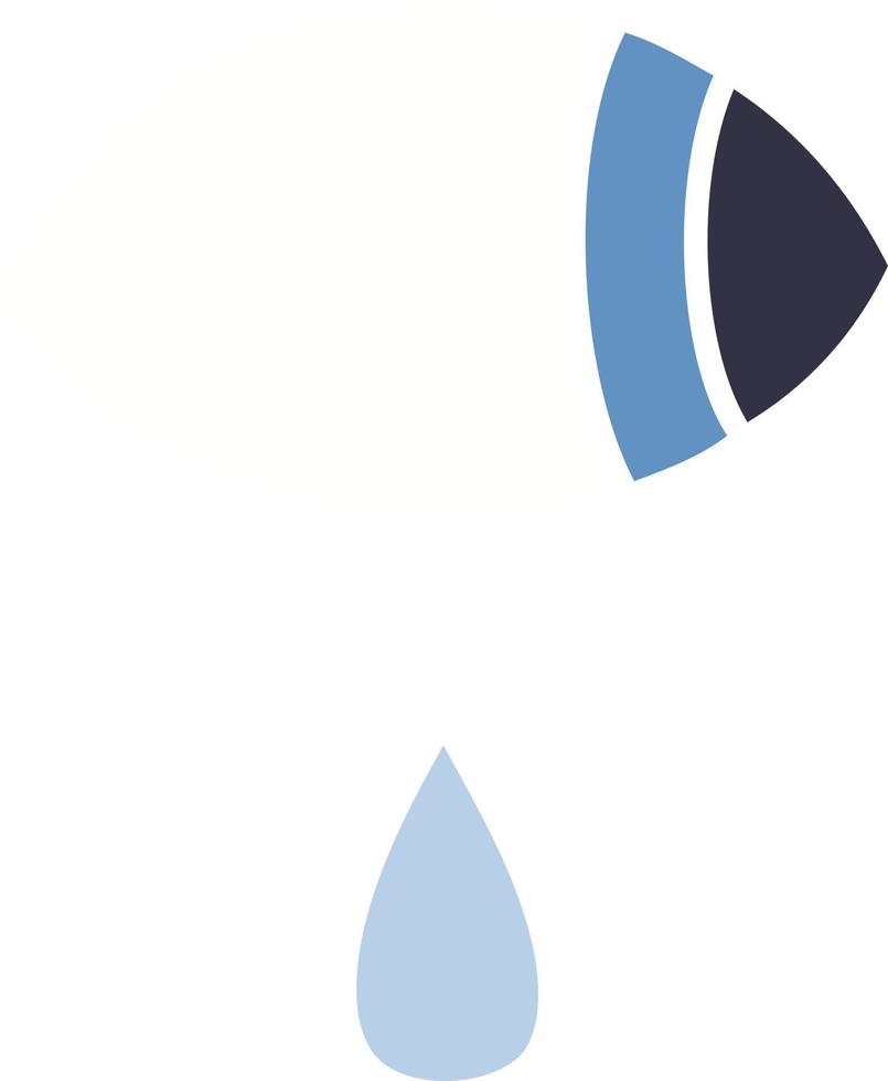 flat color retro cartoon crying eye looking to one side vector