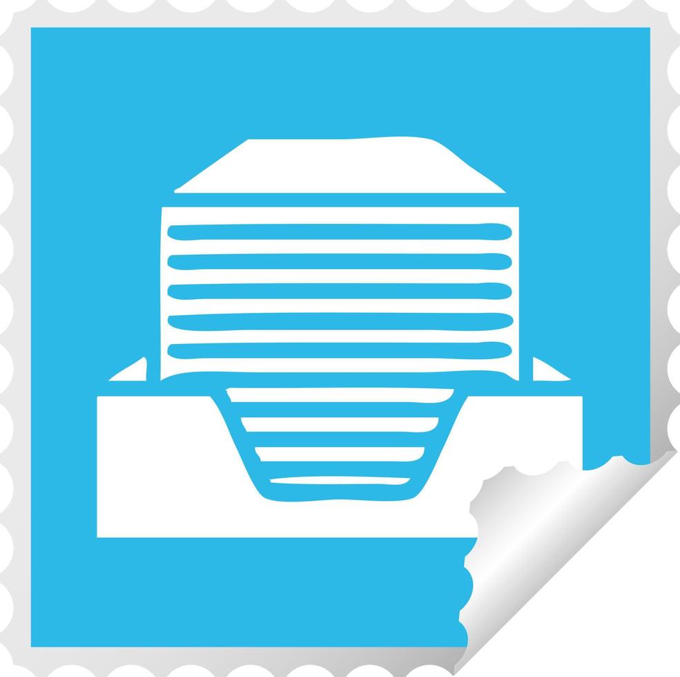 square peeling sticker cartoon stack of office papers vector