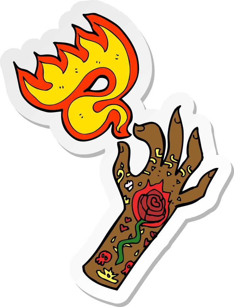 sticker of a cartoon tattoo hand symbol vector