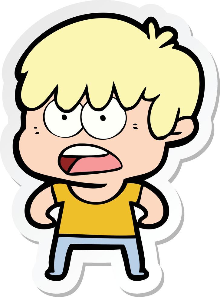 sticker of a worried cartoon boy vector