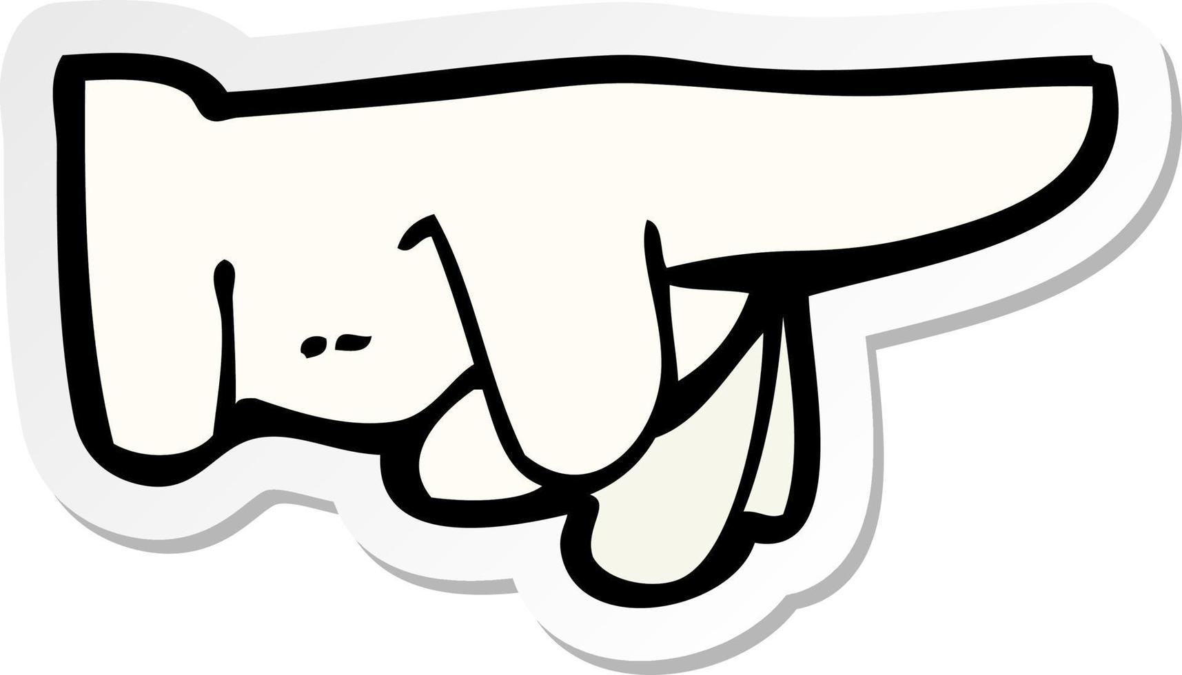 sticker of a cartoon pointing hand vector