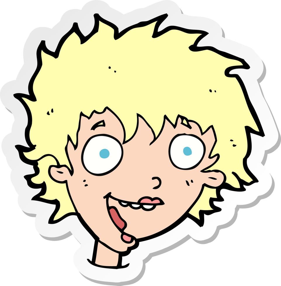 sticker of a cartoon crazy excited woman vector