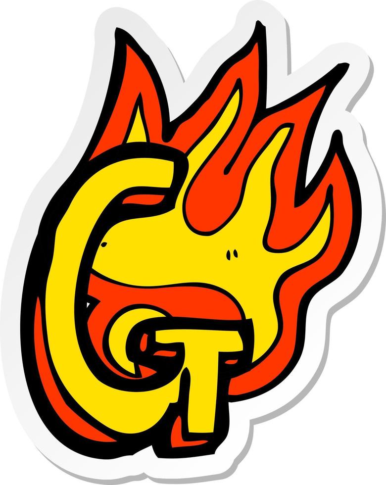 sticker of a cartoon flaming letter vector