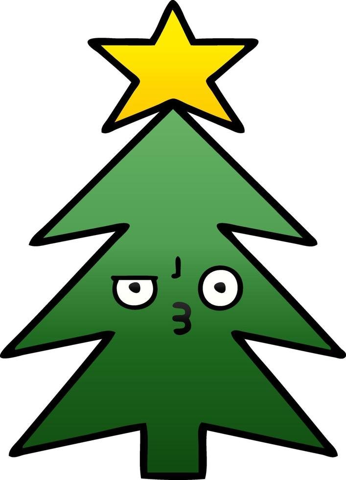 gradient shaded cartoon christmas tree vector