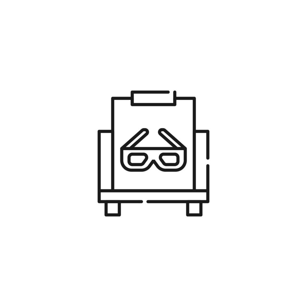 Art, picture, drawing on canvas. Vector sign drawn in flat style. Suitable for sites, stores, apps. Editable stroke. Line icon of 3d glasses on canvas