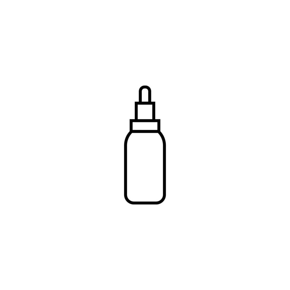 Cosmetic and beauty concept. Outline sign perfect for advertisement, web sites, internet stores etc. Line icon of bottle with liquid face mask and pipette vector