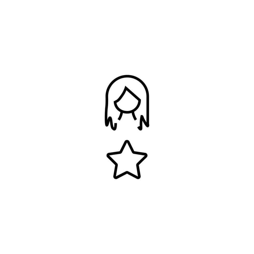 Profession, hobby, everyday life concept. Modern vector symbol suitable for shops, store, books, articles. Line icon of woman by star