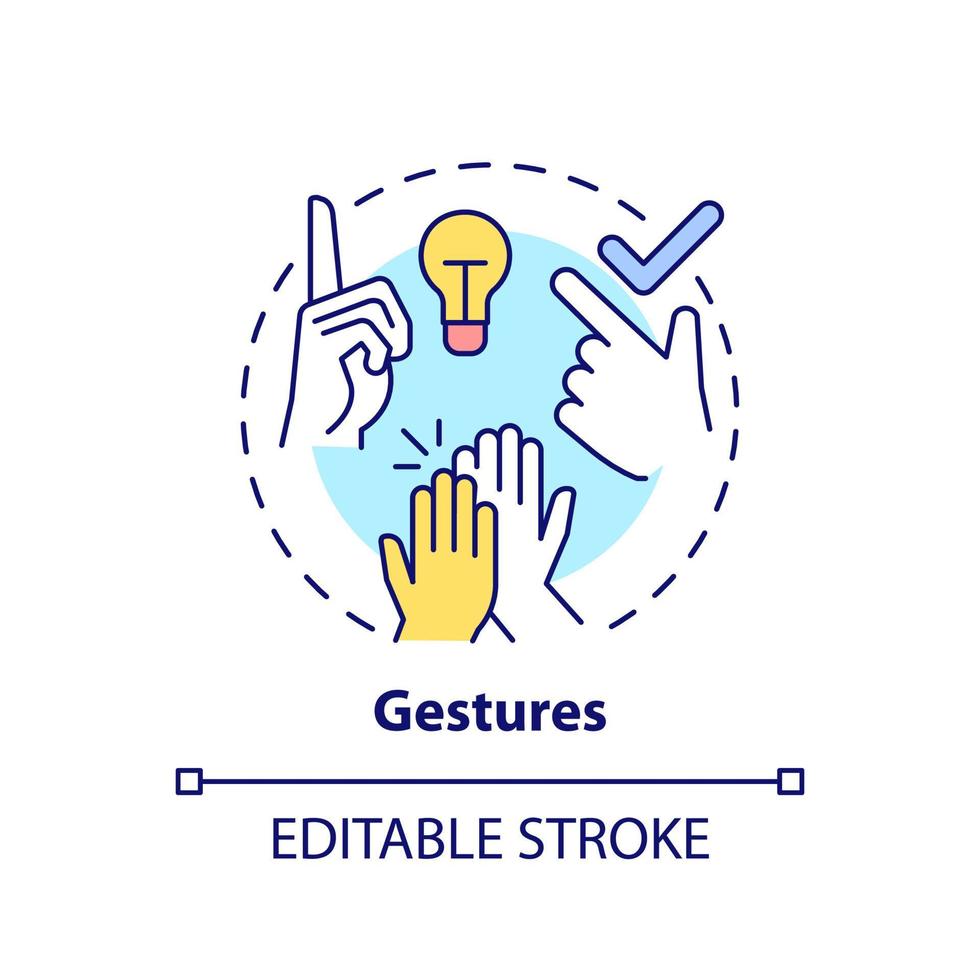 Gestures concept icon. Nonverbal communication example abstract idea thin line illustration. Emphasizing aspects of speech. Isolated outline drawing. Editable stroke. vector